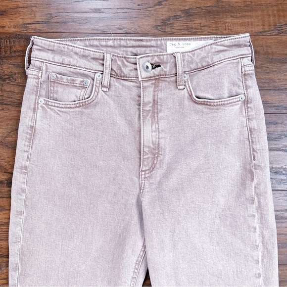 rag & bone • Nina High-Rise Cigarette jean slim straight leg Rose Glitz pink - Picture 3 of 11